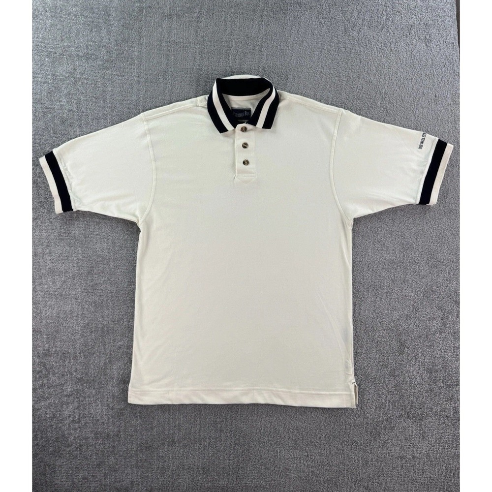 Vintage The Wall Street Journal Shirt Mens Medium White Blue Polo Eversole Logo